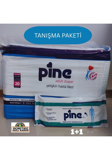 Pine Tanışma Paketi Belbantlı Hasta Bezi Xlarge 30 Adet + Pine Perine Havlu 50 Yaprak XL