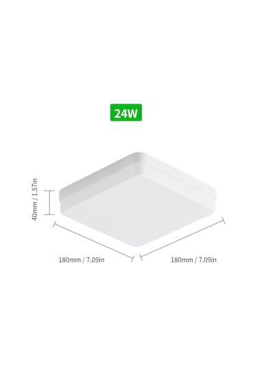 Vkemall 24w Kare Tavan Işığı, 6500-7000k Beyaz Işık, Ac85-265v Girişi, 130 Adet 2835 Led İçerir, 2160lm Aydınlatma Beyaz