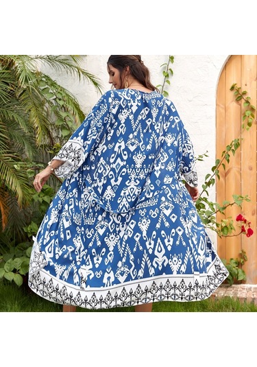 Kadın Plaj Baskılı Şal Tatil Bikini Güneş Korumalı Pareo Siyah