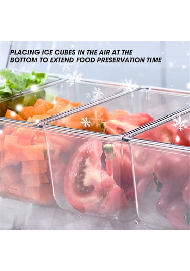 Leasetake Kaplı Buzlu Soğuk Sos Tepsisi, Kapaklı Sos Sunucusu, Bar Aksesuarları İçin Servis Tepsisi Şeffaf