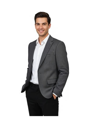 Erkek Tek Spor Ceket Çift Yırtmaçlı Bgl-st04982 Füme