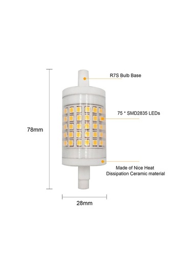 Novahub 75 Adet Led R7s Mısır Ampul, 360 Derece Aydınlatma, Ayarlanabilir, Ip42 Su Geçirmez, Ev Ofis Kullanımı