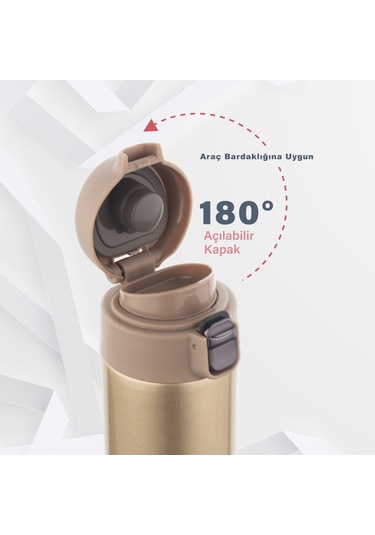 Lunetherm Sızdırmaz Vakumlu Çıft Katmanlı Mug Çelik Termos - Gold Altın