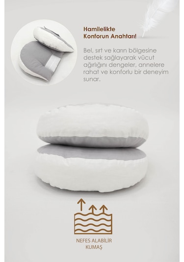 Hamile Uyku Yastığı , Ayarlanabilir, Bel , Emzirme Ve Oturma Destek Yastığı Gri