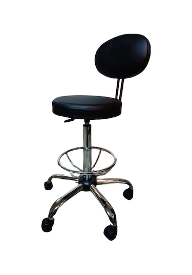 Kasiyer Bar Taburesi Çemberli Krom Yıldız Ayaklı