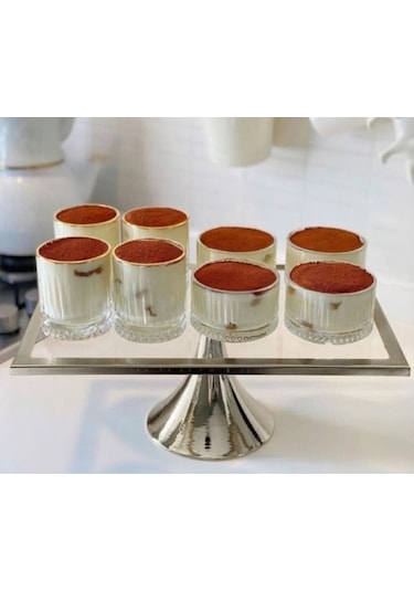 Gümüş Ayaklı Dikdörtgen Kek, Kurabiye Ve Pasta Standı