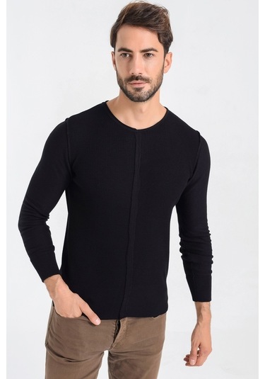 Heyss Bisiklet Sosis Yaka Erkek Triko Kazak Ön Şerit Detaylı