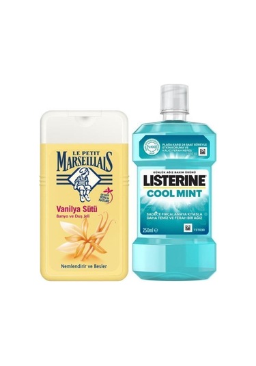 Listerine Cool Mint Ağız Bakım Suyu 250 ML + Le Petit Marseillais Vanilya Sütü Duş Jeli 250 ML