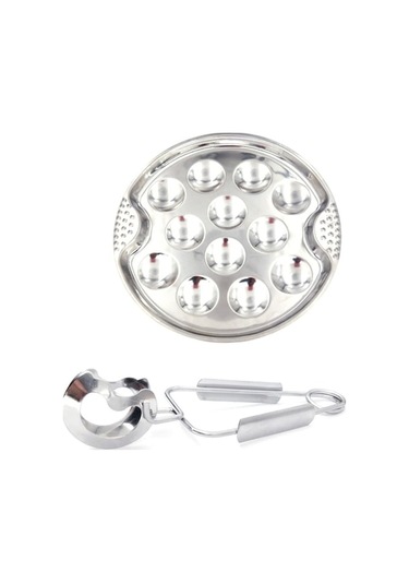 Trendooze Set Salyangoz Salyangoz Plaka Paslanmaz Izgara Gümüş Escargot Çelik Aleti Qi Gümüş