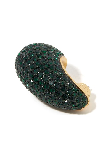 Pave Dome Earrings, Kristalli Kup Tarzı Küpe Yeşil
