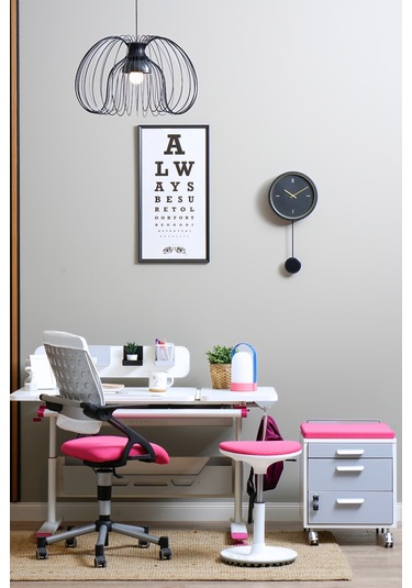 Vega Standart Yükseklik Ve Eğim Ayarlı, Modern Çekmeceli Bilgisayar, Ofis Ve Çalışma Masası Fuşya Gri