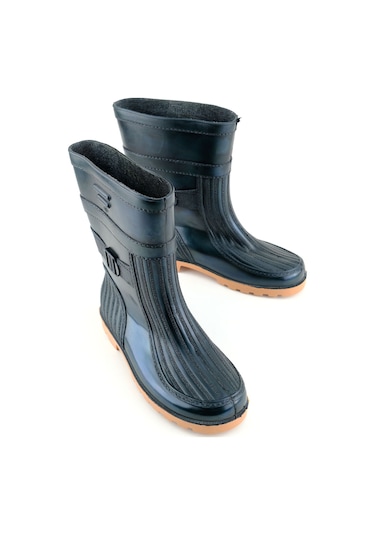 Gezer Kışlık Erkek Kısa Çay Çizmesi Siyah-kauçuk