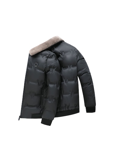 Sımıcg Erkek Yaka Kışlık Pamuk Ceket Siyah