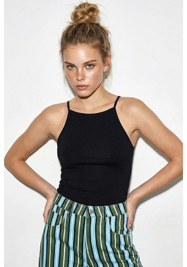 Shade Kadın Halter Yaka Saran Basic Bluz 60251253 - Siyah