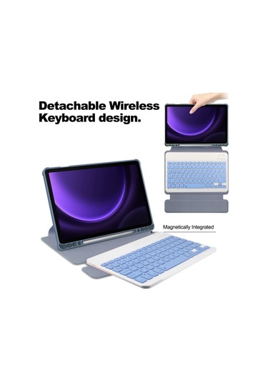 Samsung Galaxy Uyumlu Tab S9 Fe 360 Rotasyon Klavye İle Şeffaf Akıllı Deri Kılıf