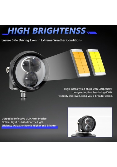 Motosiklet Spotları Çift Renkli Lazer Farlar Sis Farları