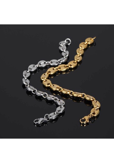 Altın Paslanmaz Çelik Hip Hop Kahve Çekirdeği Zincirler Kolye Domuz Burun Zincirleri Bilezikler Punk Kolye 6mm-23cm