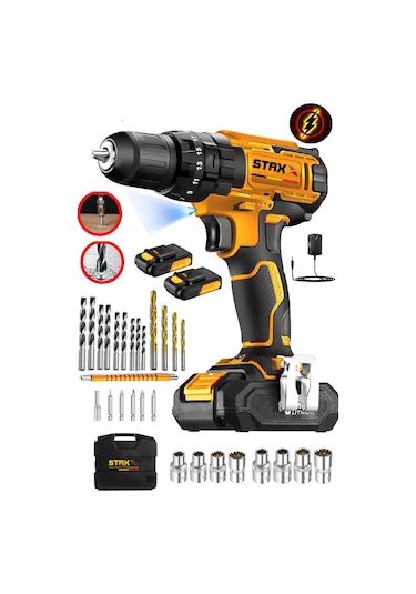 Staxx 21500y 25 Tork Çelik Şanzuman Vidalama Matkap 27 Parça Set