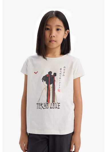 DeFacto Kız Çocuk Pijama Takımı Baskılı Kısa Kollu Üst Esnek Belli Uzun Alt E0541A825SMER85 DeFacto Kız Çocuk Pijama Takımı Baskılı Kısa Kollu Üst Esnek Belli Uzun Alt E0541A825SMER85