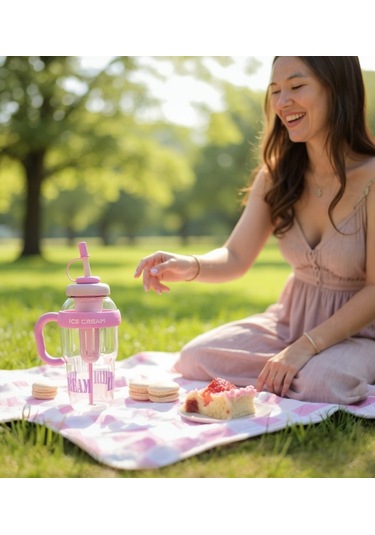 1300 Ml Kulplu Suluk Matara Detox Ve Soğuk İçecek Şişesi Pipetli Suluk Taşınabilir Bpa İçermez Mor Mor