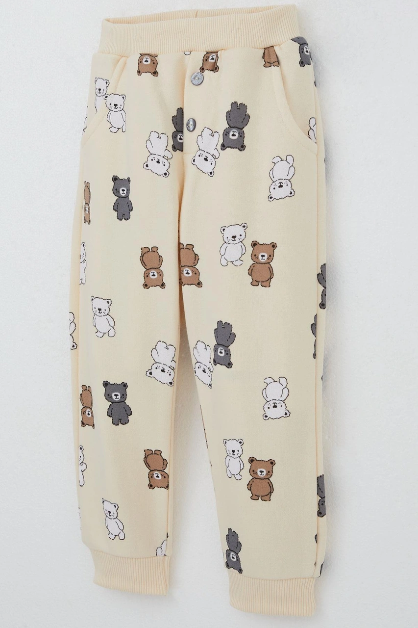 Breeze Erkek Çocuk Eşofman Takım Sevimli Ayıcıklar Desenli 1-4 Yaş, Krem Krem