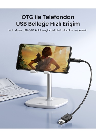 Ugreen Micro Usb To Type-c Dönüştürücü Adaptörü, Siyah, 30391