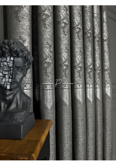 Fon Perde Pano Fonluk Nilo Desen - Antrasit-gri Çok Renkli