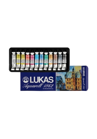 Lukas Aquarell 1862 Profesyonel Tüp Sulu Boya Seti 12 Renk 10 Ml.