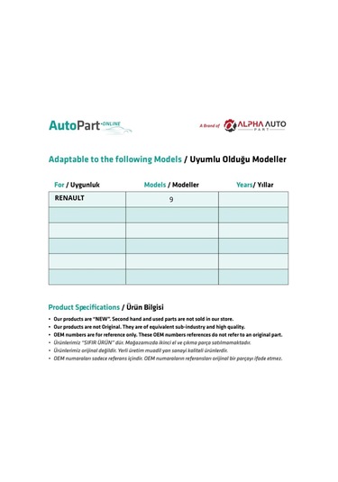 Renault 9 Broadway İçin Vites Topuzu- 5 Vites