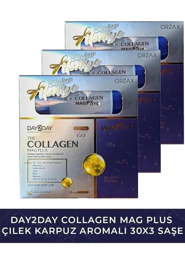 Day2Day Collagen Mag Plus Çilek Karpuz Aromalı 3 x 30 Saşe + Shaker