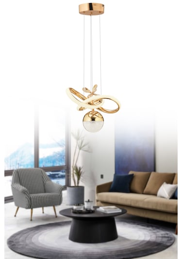 İstanbul Avize Begonvil Gold 3 Renkli Ledli Modern Lüx Led Avize