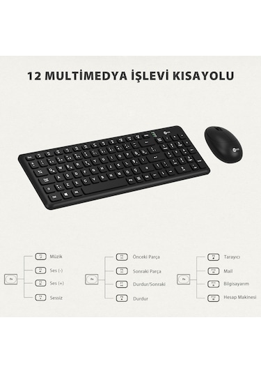 Lecoo KW204 Kablosuz Türkçe Q Klavye & Mouse Set