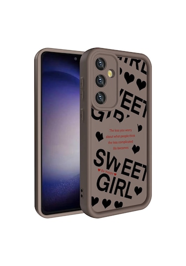 Galaxy Uyumlu S23 Fe Kılıf Kamera Korumalı Baskılı Arka Yüzey Tchs Klas Kapak - Açık Kahve Açık Kahve