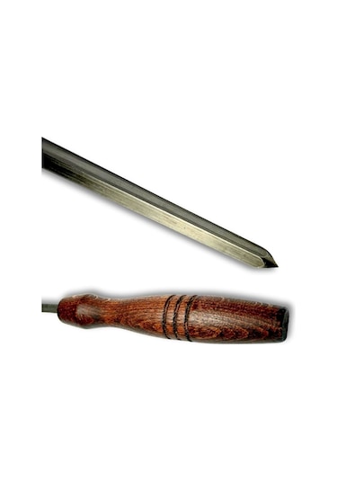 Mini Cağ Ve Döner Şişi Paslanmaz Çelik Şiş 57 Cm + 2 Adet Et Sıkıştırma Aparatı