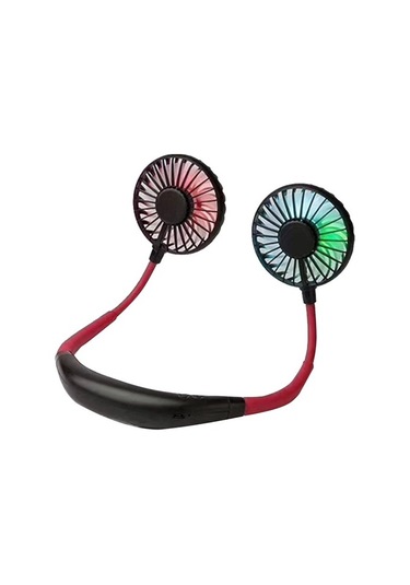 Çift Soğutmalı Taşınabilir Usb Şarjlı Boyun Fanı 7643 Siyah