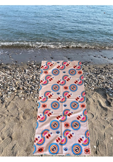 Baskılı Plaj Havlusu Çok Renkli
