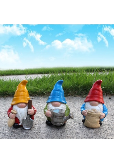 Yunboo Sentez Reçine Cüceler, El Yapımı Bahçe Dekorasyonu, Su Geçirmez Bahçe Ve Balkon Ornamenti, 3 Adet Set