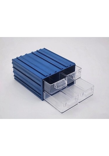 Plastik 4 Şeffaf Çekmeceli Kutu Küçük Organizer Çekmece