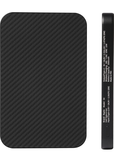 Raptic S4 Aramid-skin M-safe Şarj Özellikli Ultra İnce 600d Powerbank 15w 5000mah Siyah Siyah