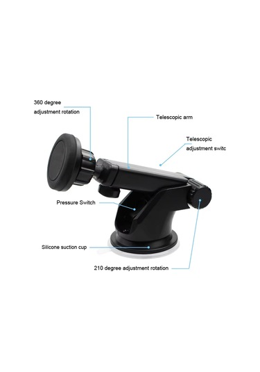 Mufunye Araç Telefon Tutucu Manyetik Süspansiyonlı Kol İle Sabitleyici, Abs Silikon Malzeme, 3.5-6.0 İnç Ekranlar İçin, Süngerli Tutucu Siyah Siyah