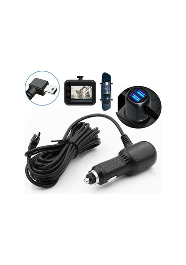 Araç Kamerası Araç Şarj Cihazı 12v - 24v 3.5a 3.5m Dvr Şarj Kablosu Straight Mini Usb