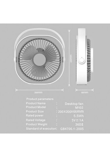 Pazly Çevreleyici Masa Fanı M102, 4000mah Pil, 360 Derece Dönem, Sessiz, Taşınabilir, Ev Tipi, Pembe