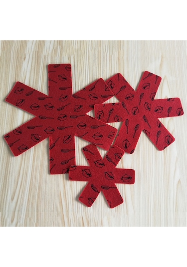 Geeksen Yüksek Dayanıklı Kırmızı Keçe Tencere Altlığı - 3'lü Set, Kolay Temizlenir Diğer