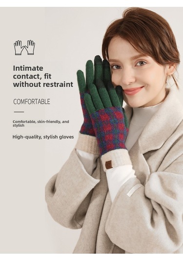 Yoğun Yün Kadın Eldiven: Kışlık, Dokunmatik, Bisiklet Sıcak Kalın-kırmızı Kırmızı
