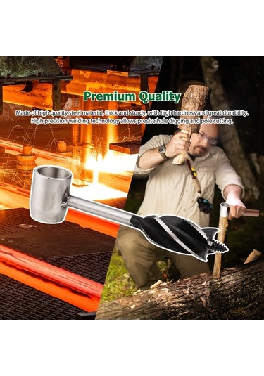 Fortunelane El Boru Matkap - Ahşap İçin Spiral Delici, Kamp Ve Outdoor Kurtarma Aleti, Bezi Çanta İle Derili Kılıf Yok