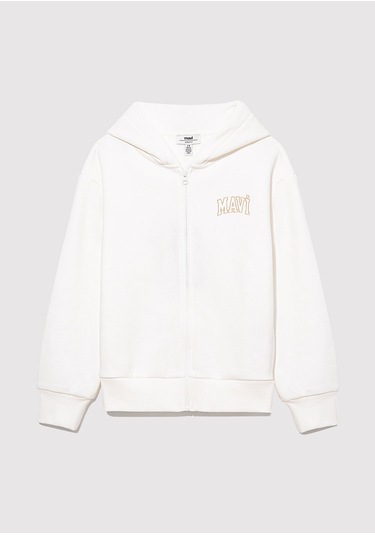 Mavi - Mavi Logo Baskılı Kapüşonlu Beyaz Sweatshirt 7s10051-70057 Beyaz