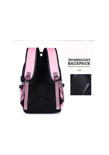 Fastbuy N Sanrio Hello Kitty 26 Harf Tasarımı Pembe Günlük Seyahat Çantası - Dayanıklı Hafif Polyester Sırt Çanta Çok Renkli