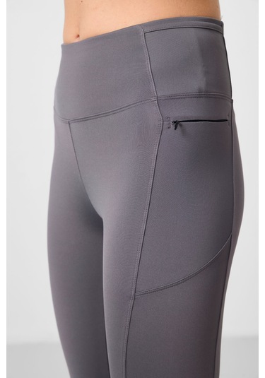 Koyu Gri Esnek Standart Fit Performans Kadın Tayt - 94667 Koyu Gri