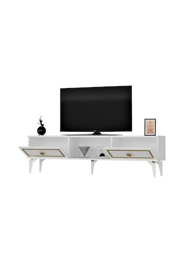 150 CM NİL TV SEHPASI (ALT MODÜL) BEYAZ-ALTIN