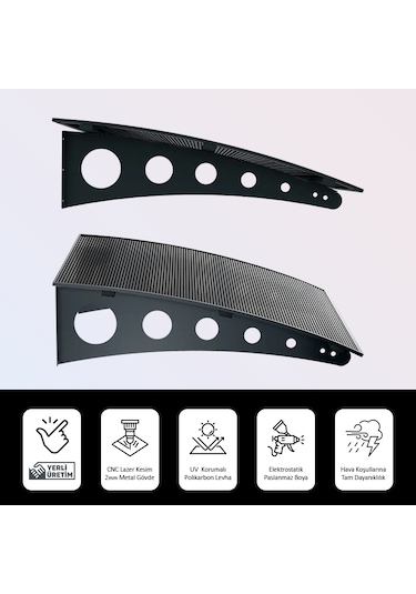 SundurmaX Pratik Metal Sundurma 150x100 Oval Serisi Kapı Üstü Sundurma Siyah - Füme